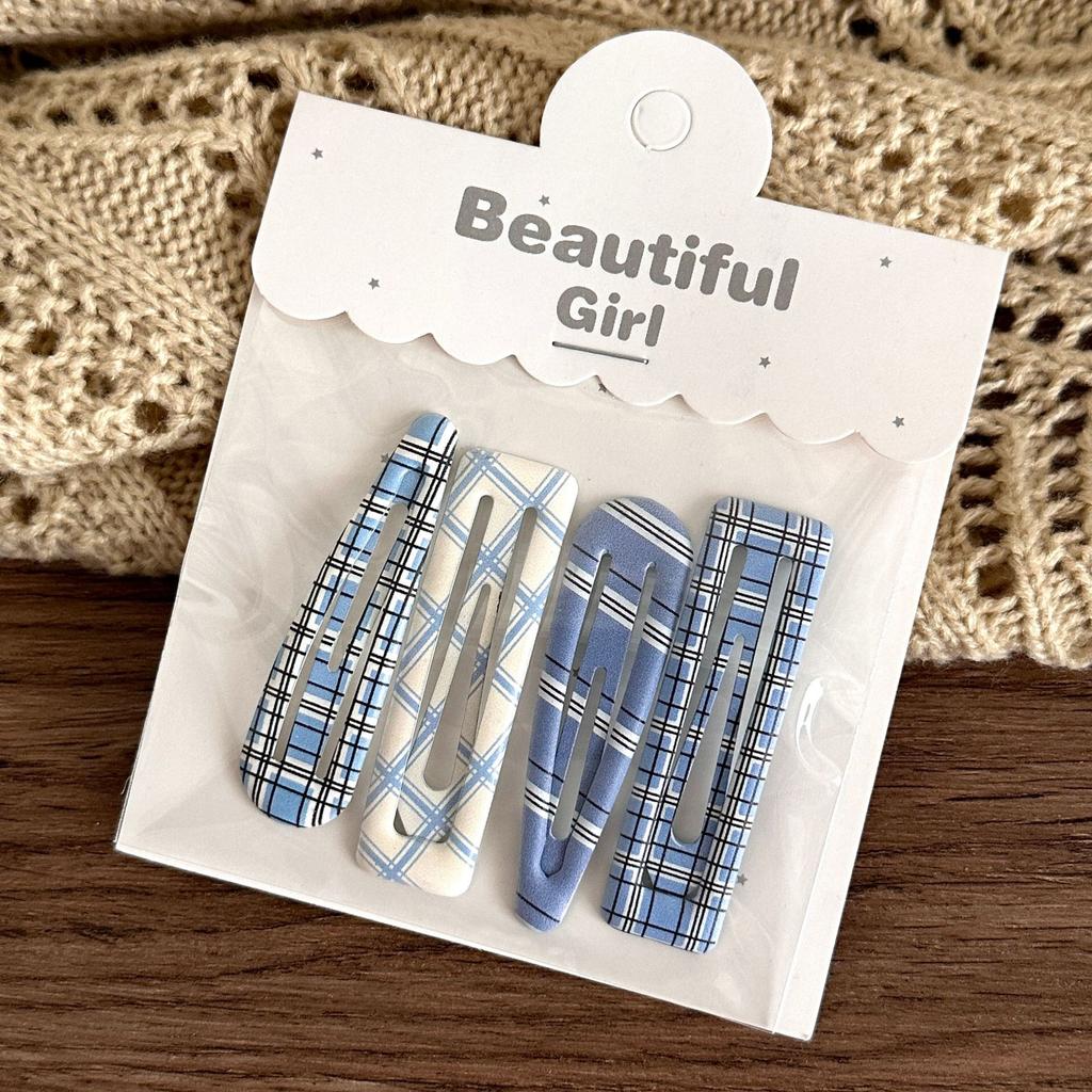 4-Pack Candy Cream Color Children's Water Drop Square Hair Clips Baby Bangs Clips Hairpins Girls' Hair Accessories Clips