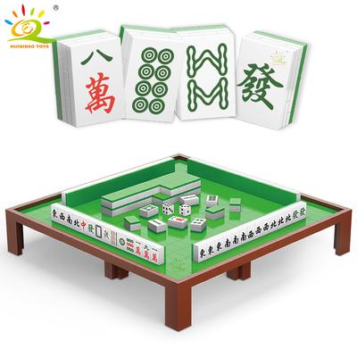 MOC Mahjong Table Model Mini Building Blocks Mah-jong Micro Bricks Set Board Game City Construction Toys for Children