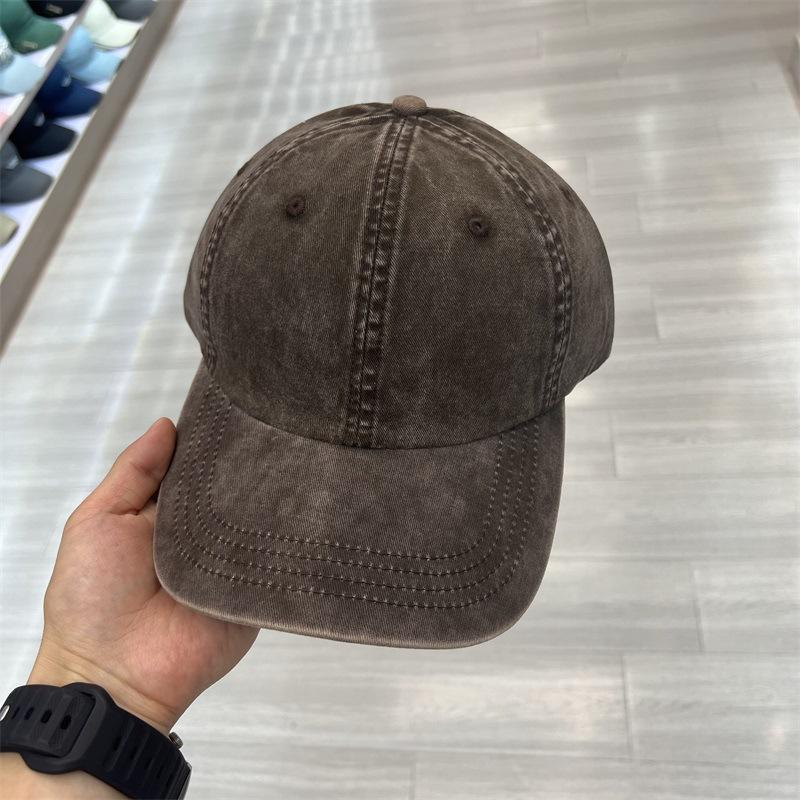 

Spring and Autumn new men s and women s hats casual versatile old baseball caps outdoor sports pure cotton washed peaked caps M（56-58cm） темно-коричневого