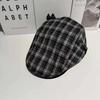 Flat Vintage Plaid Cap Breathable Polyester Beret For Casual And Office Wear