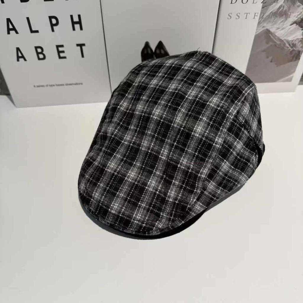 Flat Vintage Plaid Cap Breathable Polyester Beret For Casual And Office Wear