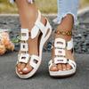 Sandali da Donna Estivi con Zeppa e Bocca di Pesce Fibbia Metallica Elastici Slip-On Scarpe alla Moda da Donna Taglie Forti