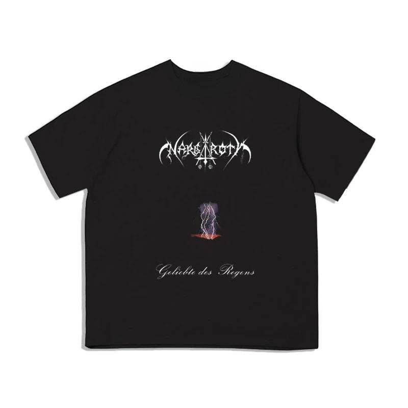 2025 Summer Men's black metal rock band Nargaroth pattern printed 100% cotton high-quality short-sleeved T-shirt