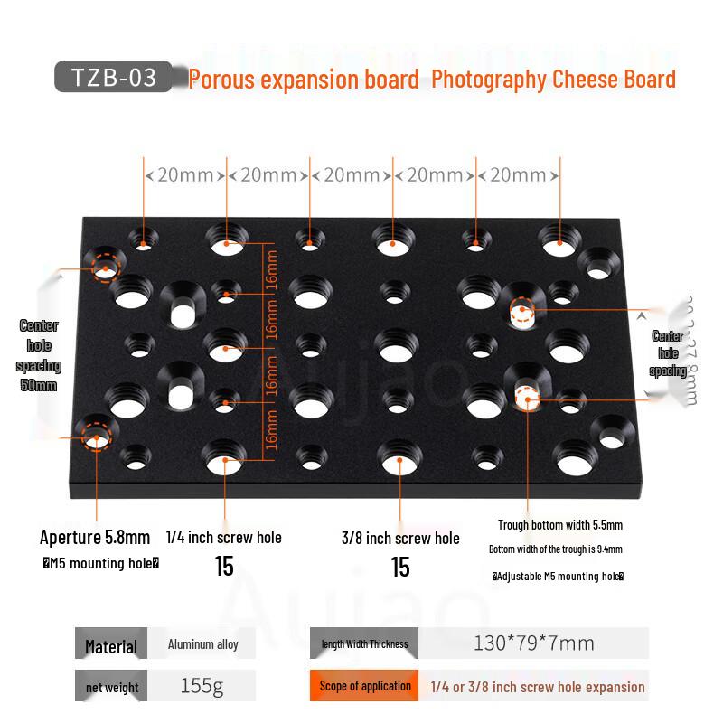 Camera Photography Expansion Plate with 1/4 and 3/8 Screws