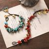 Design Mori Retro Bracelet, Natural Stone Woven Bracelet, Women's Literary and Ethnic Style Bell Bracelet Accessories