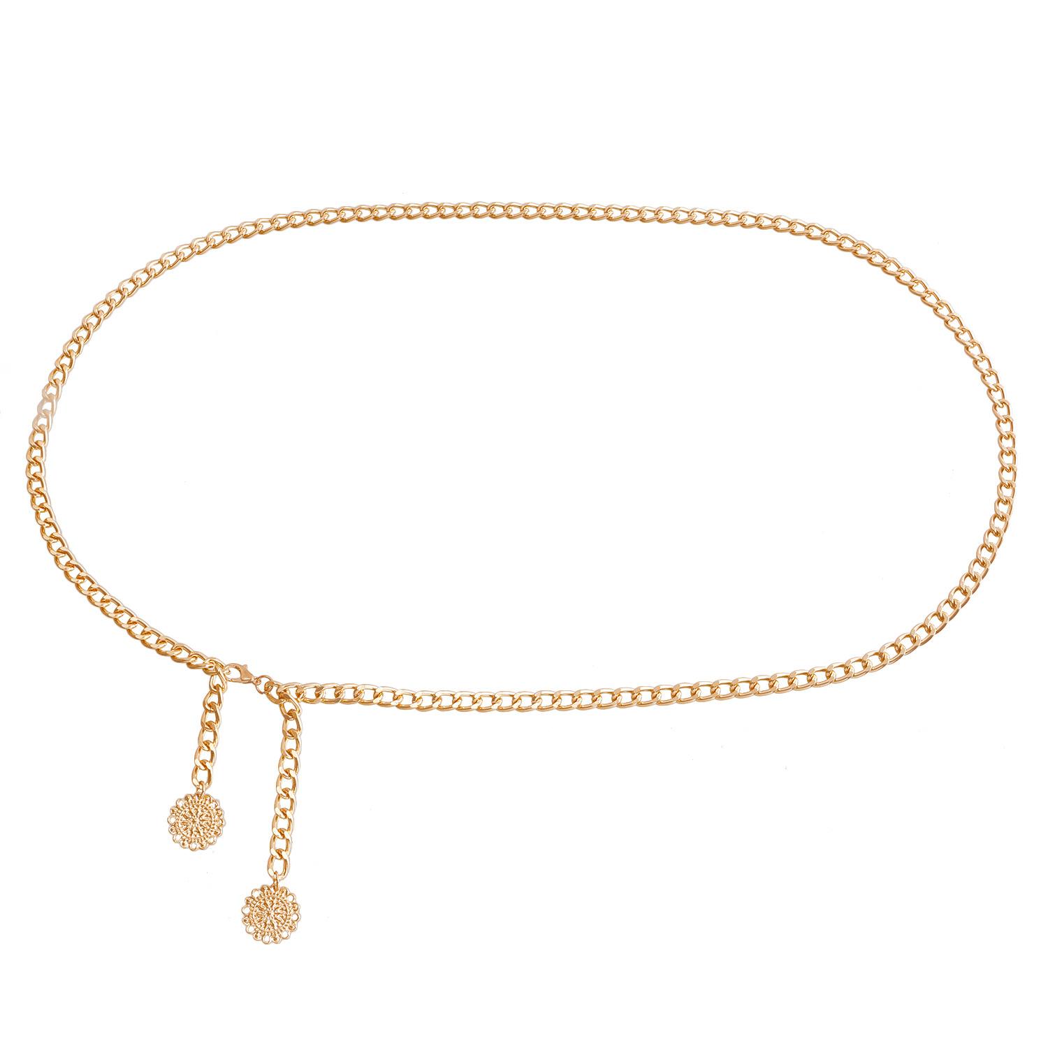 

European and American hot-selling body chain simple single-layer thick aluminum chain body chain personalized punk vacation waist chain Spice girl золотой