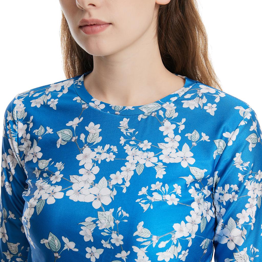 Kadın Müslüman Mayo Şapka Baskılı Mayo Plaj Giyim Kadın Mayo 3 Parça Takım Uzun Kollu Su Geçirmez Mayo