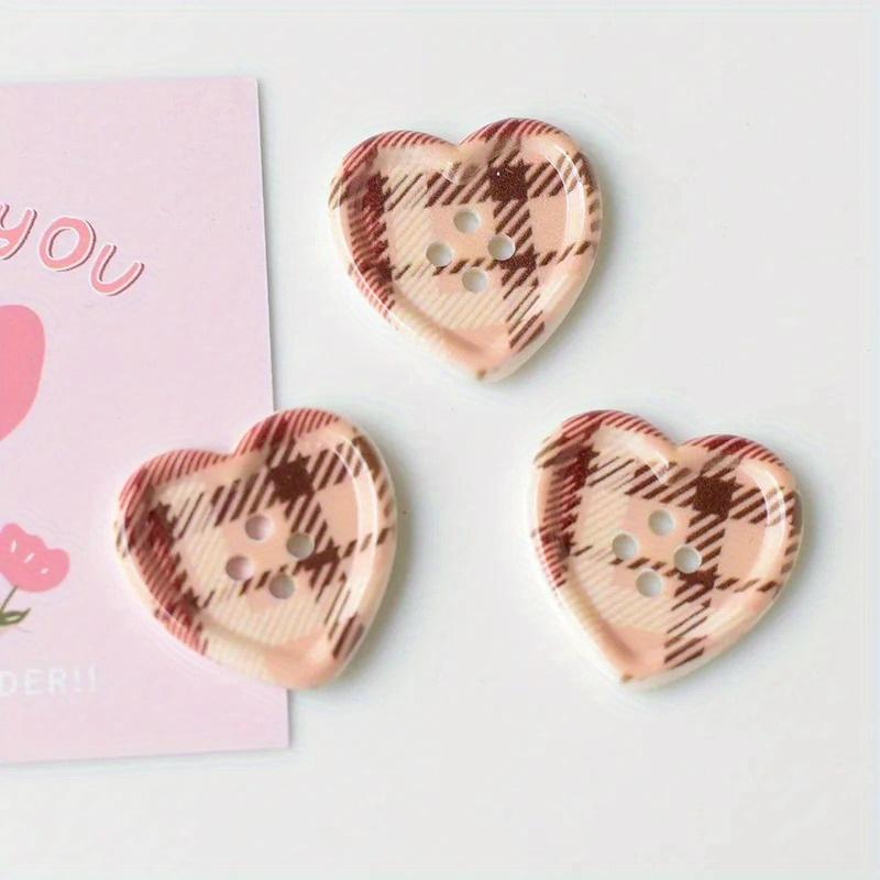10/20/30pcs Cute Plaid Heart Shaped Button Coat Cardigan DIY Sewing Decoration Women's Clothing Sewing Accessories