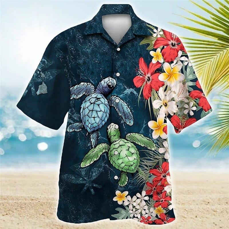 Sommer-Hawaiihemd für Herren, 3D-Cartoon-Flamingo, Herrenhemd, Strand, übergroß, lustige Herrenbekleidung, modisch, kurzärmelig