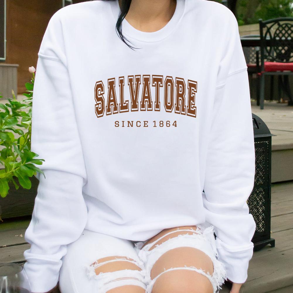 Salvatore Since1864 Sweatshirt Mystic Falls Hoodie Vampire Diaries Pullover Vintage TVD Damon Stefan Rundhals-Sweatshirt Fans Top