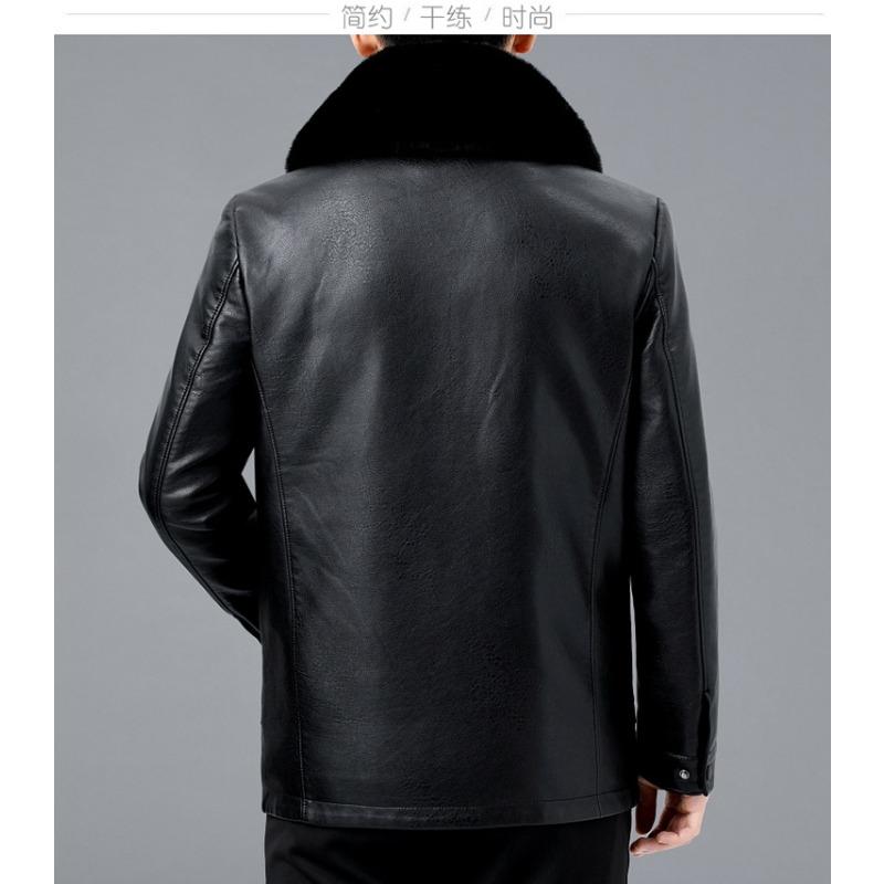 Herbst- und Winter-Samt-Verdickte Echtlederjacke für Herren Mittleren Alters Vaters Lammfelljacke