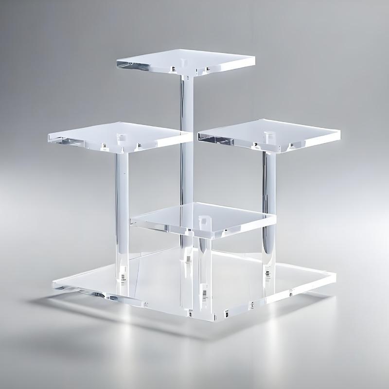 2/3pcs Transparent Acrylic Display Stand 4 Detachable Square Shelves for Showcasing Condiments Figurines Perfumes Jewelry Decor
