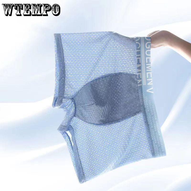 6pcs Men's Ice Silk Underwear Mesh Four Corner Shorts Summer Thin Breathable Large Flat Corner Shorts Boxer Brief