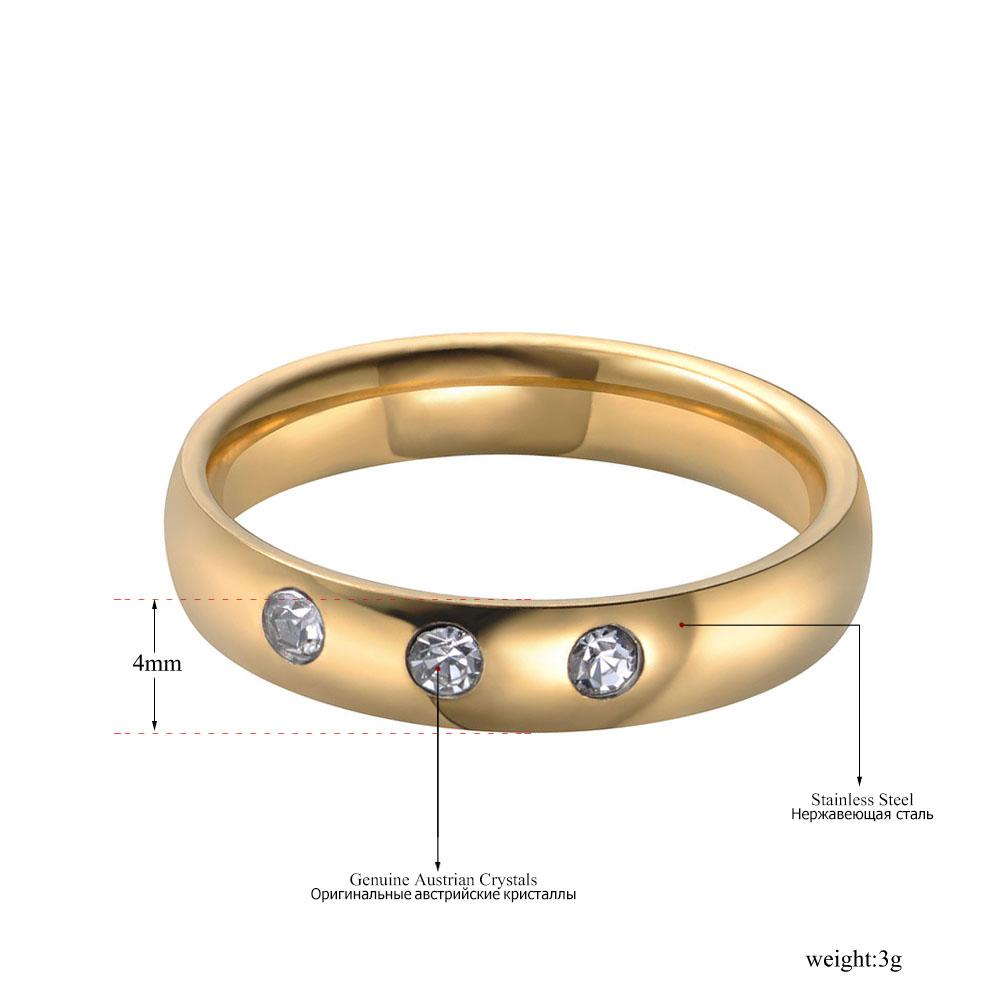 Trendy Gold Color s CZ Crystal Party Rings For Women Girls 316L Stainless Steel Wedding Engagement Ring Jewelry R19031