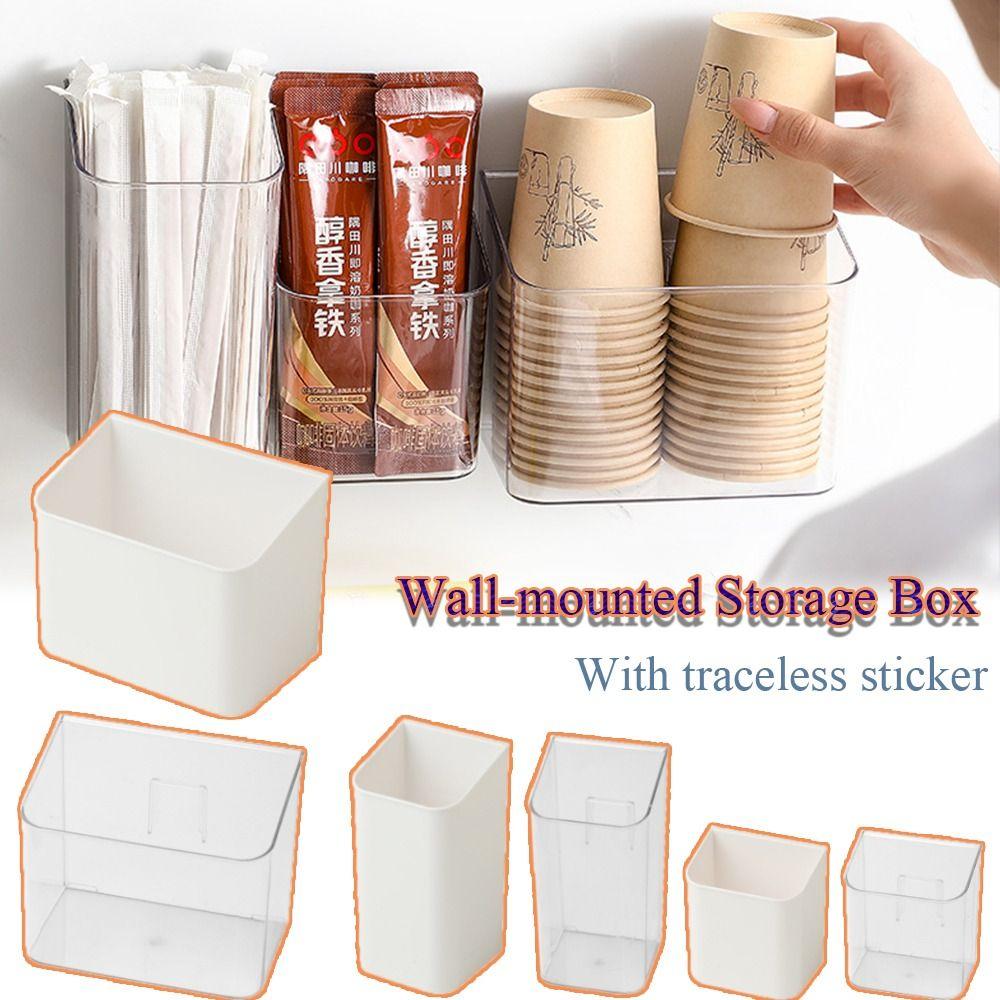 

Прозора коробка для зберігання Настінний тримач пульта дистанційного керування Нова полиця для косметики у ванній кімнаті Transprent-S