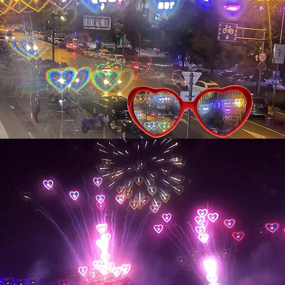 Heart Lenses Refraction Glasses Heart Shaped Love Special Effects Glasses Fashion Sunglasses