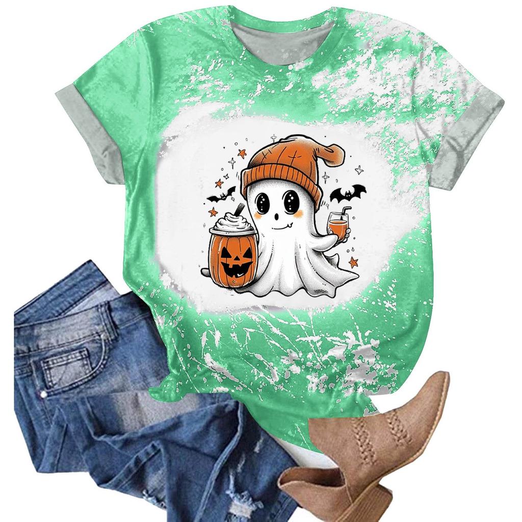 Halloween Shirts for Women Cute Shirt Fall Tshirt Gradient Graphic Tees Casual Short Sleeve Tops