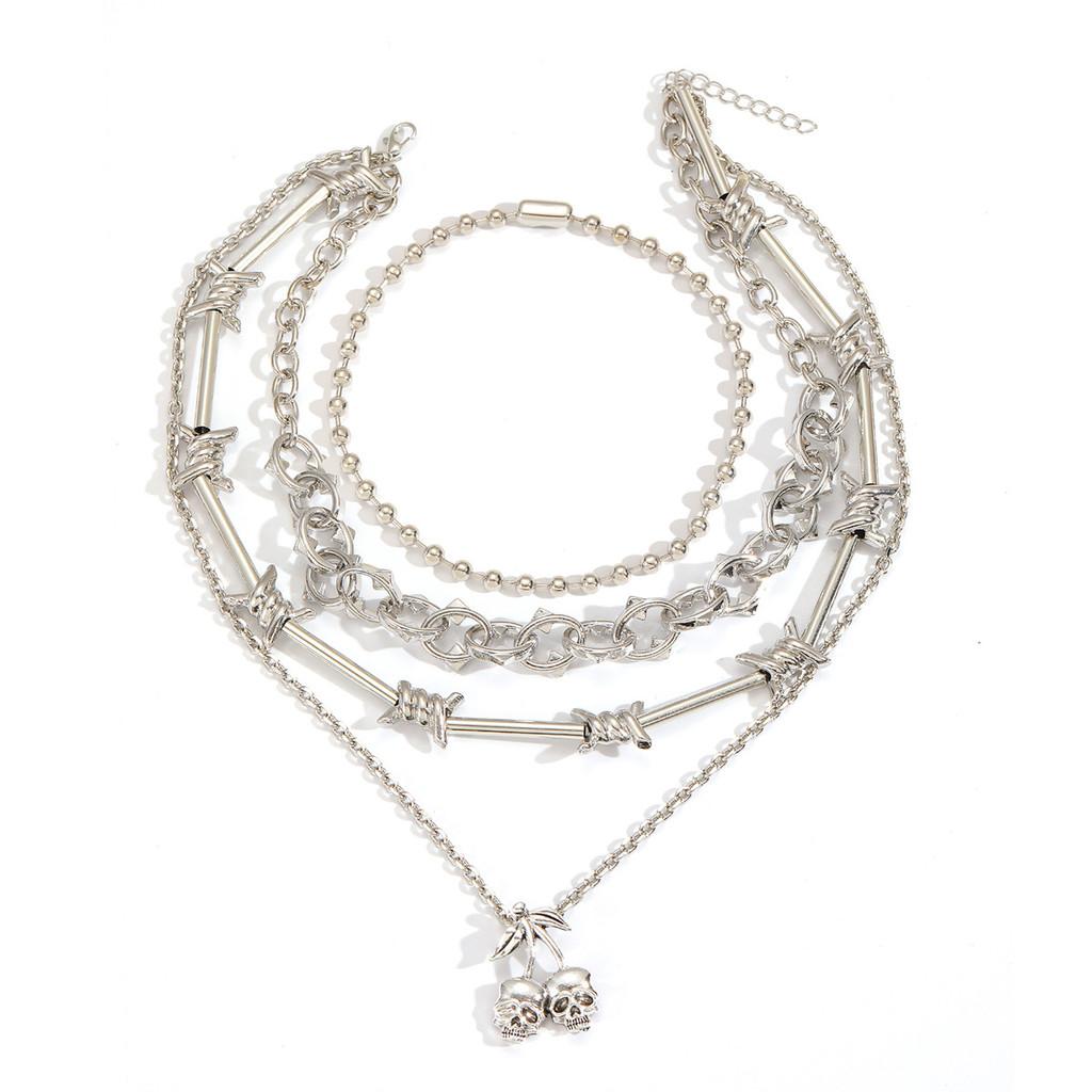 Gothic Skull Necklace Collar Chain With Geometric Pendant For Womens Street Fashion