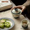 150ml Hand-painted Camellia Gaiwan Ancient Tea Tureen Tea Bowl With Lid Kit Tea Brewing Cover Bowl Teaset Accessories Ornaments