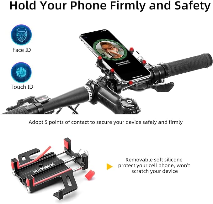 Aluminum alloy handlebar bike phone holder black