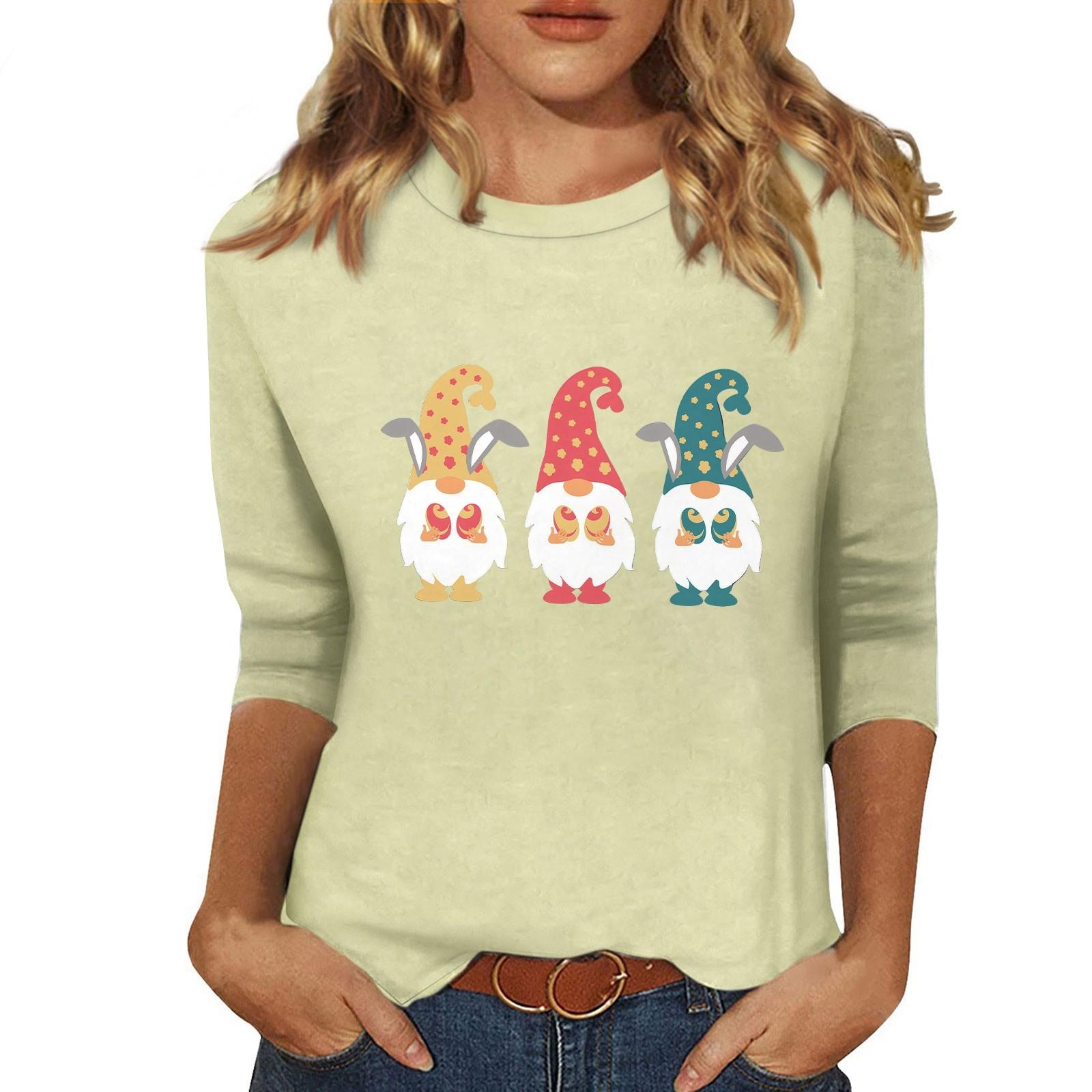 

Жіночий модний повсякденний топ з круглим вирізом і принтом з паєтками з рукавом три чверті XL жовтий