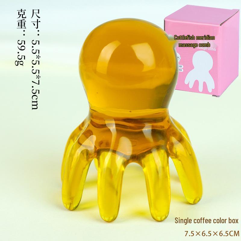 Pink Octopus Portable Scalp Massager Comb with Wide-Tooth Gua Sha Design