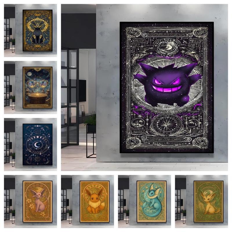 Hot Anime Poster Pokemon Gengar Canvas Printing Cartoon Character Pictures Diverse Sizes Home Bedroom Decor Friends Gift Classic