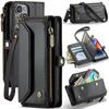 Crossbody for iPhone 14 Case Wallet RFID Blocking with 7-Card Holder Zipper Bills Slot, Soft PU Leather Magnetic Shoulder Wrist Strap