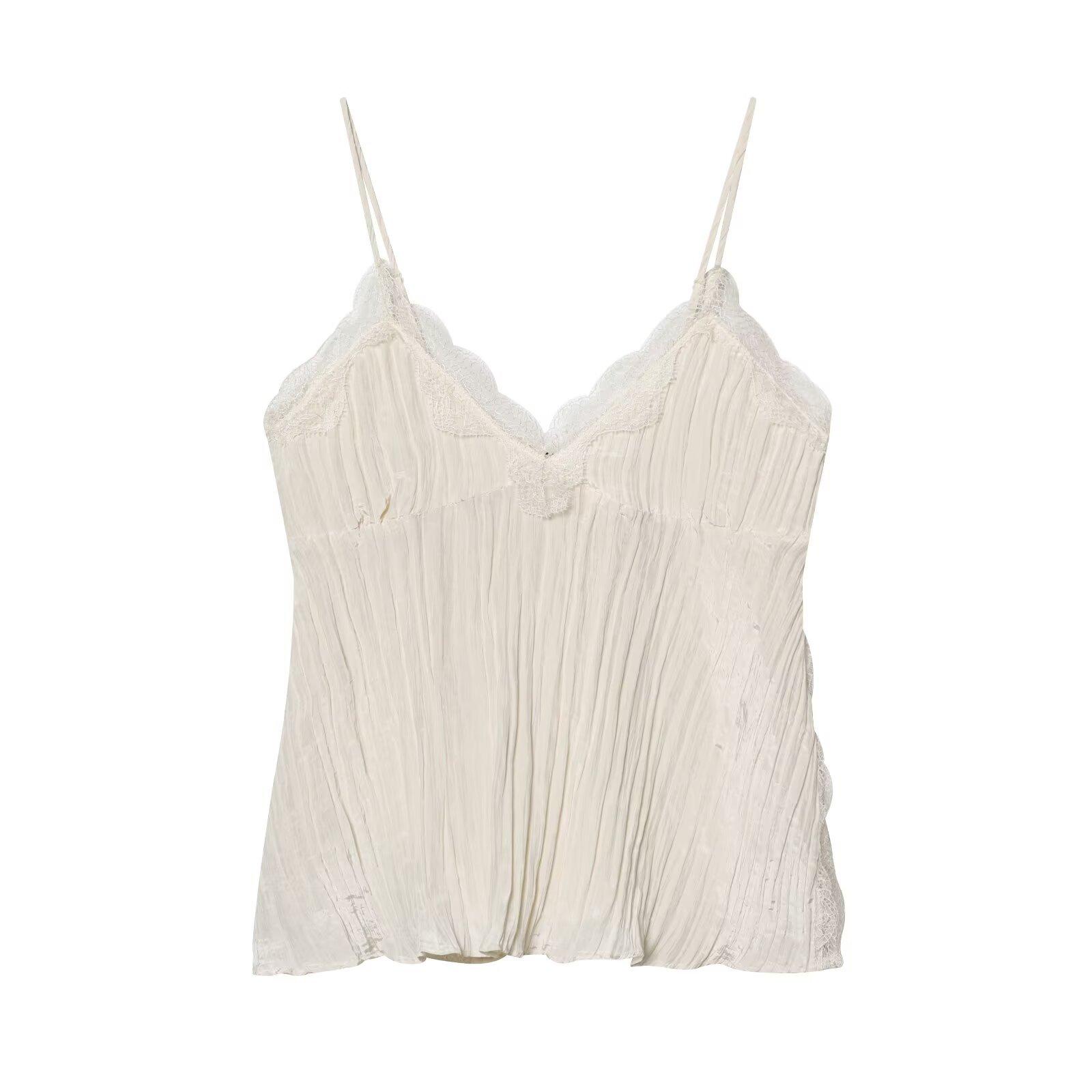 European and American style, new women s clothing, foreign style, wrinkle effect underwear top 7969035 XS абрикосовый