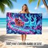 Christmas Theme Quick Dry Beach Towel Custom Name Text Print Large Sand Resistant Towel Beach Vacation
