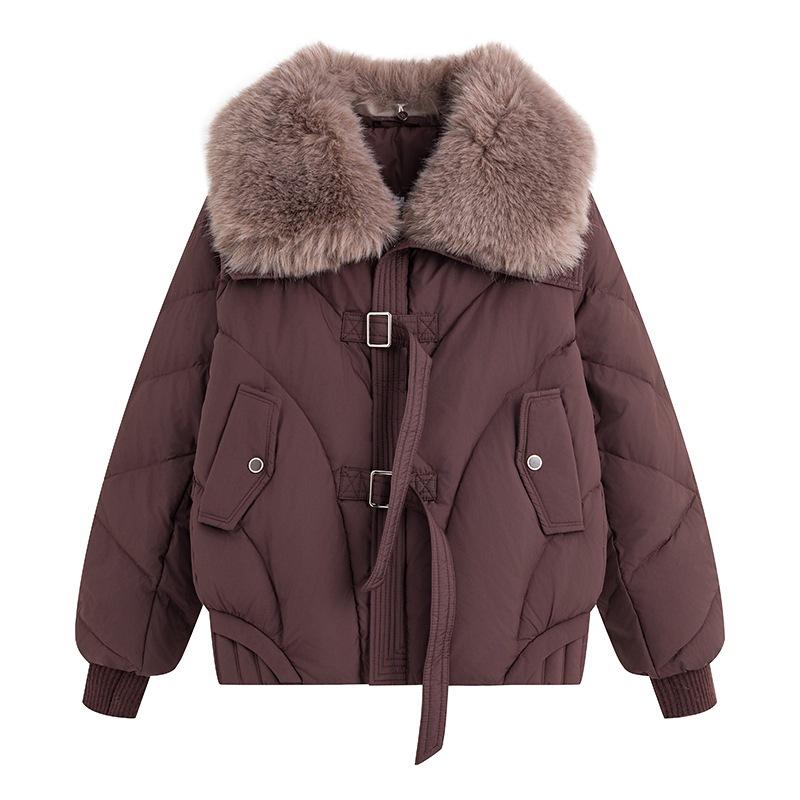Short cotton-padded clothes, winter new foreign-style loose cotton-padded clothes, thickened large fur collar jacket, cotton-padded jacket.