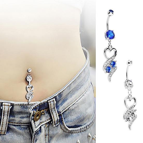 Mode Chirurgenstahl Herz Strass Bauchnabelpiercing Nabelschmuck