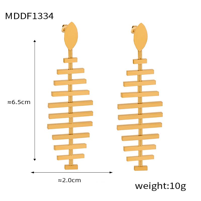 Influencer Inspired Fishbone Tassel Earrings: Exquisite, Lightweight Titanium Steel for a Chic, Luxurious Style.