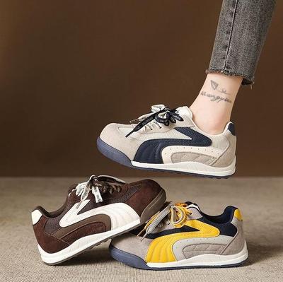 Women's Color Block Lace-up Sneakers - 2025 Autumn Casual Flats for Students