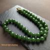 Eleventh National Day Mid-Autumn Hetian Jade Necklace - Spinach Green, 10mm beads, Mother Chain - Warm, Classical Collection