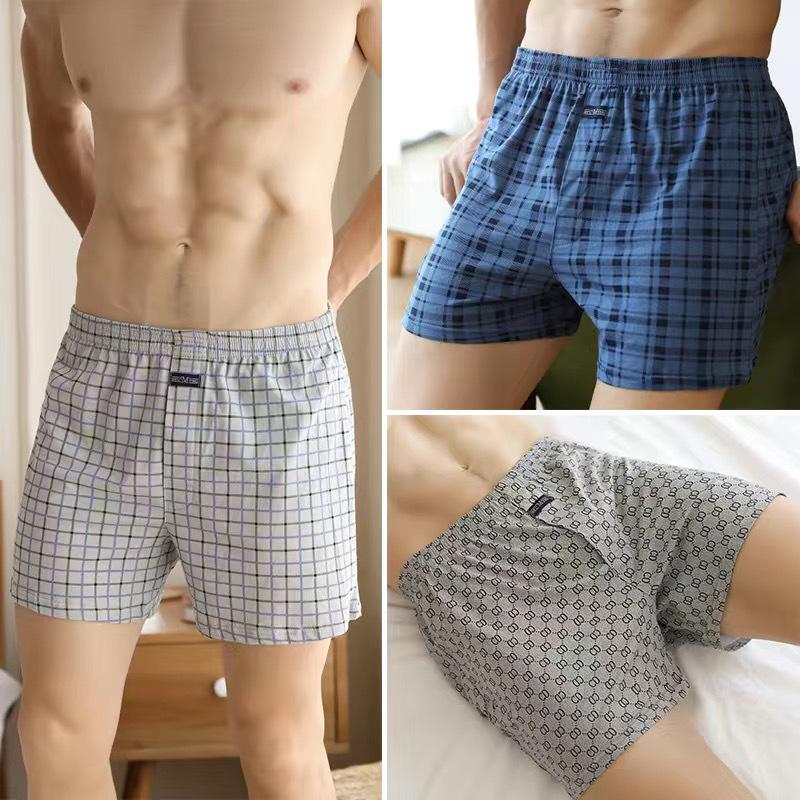 Men's High Waist Cotton Boxer Shorts - Loose Fit Sleep & Home Pants, Plus Size, Lightweight Four-Corner Design