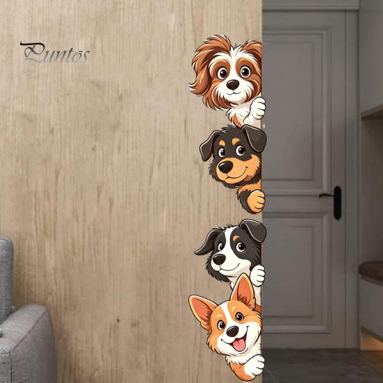 Bathroom Glass Window Clings Cartoon Puppy Wall Sticker, Easy Apply Waterproof PVC Decal, Creative Unique Pet Lover Gifts Dog Pattern Stickers for And