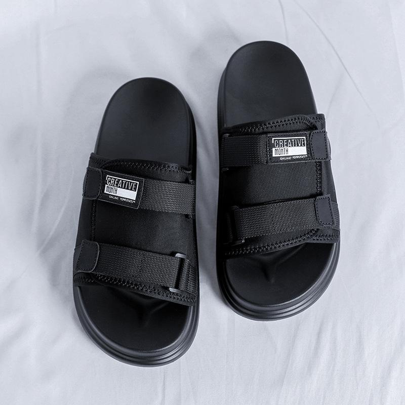 

Мужские сандалии летние мягкие нескользящие пляжные туфли 2025 новые повседневные двойного назначения для улицы крутые шлепанцы 1505-R 38 чёрный