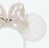 Minnie Mouse Headband with Sequin Ribbon (with Pearls), White, Tokyo Disney Resort Limited Edition (TDR)