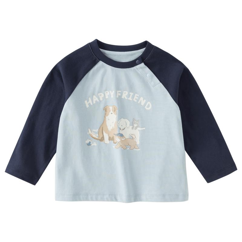 DAVE&BELLA Kids  Printed Long Sleeve Cotton T-Shirt 130