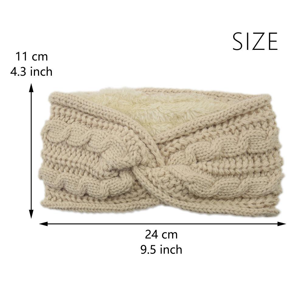 Winter Cross Knit Headband Thick Crochet Turban Knitted Ear Warmer with Plush Lining Ear Muffs Cold Weather Stocking Stuffers