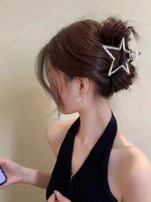 Korean Minimalist Spicy Girl Hair Accessory - Five-Pointed Star Grab Clip Half-Tie Design for Women Fashionable Hair Accessories
