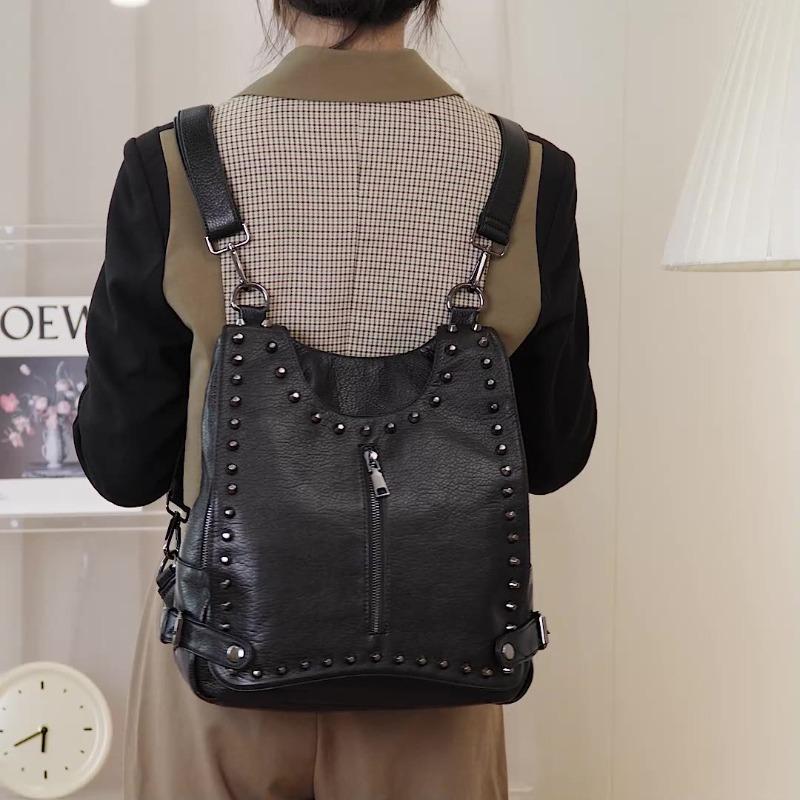 New versatile commuter tote bag street punk saddle bag women's high-end simple rivet messenger bag