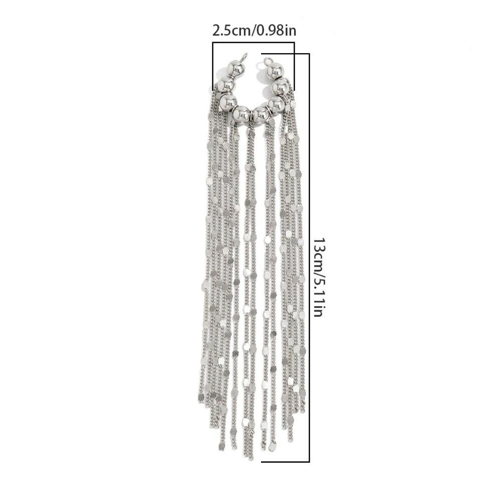 Beads C-shaped Ear Clip Long Chain Ear Buckle Fashion Tassel Ear Clip  Gift