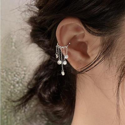 1 Pcs Tassel Round Bead Clip On Earrings Sterling Silver Tone Ear Cuff No Piercing For Women Jewelry Without Hole Eh090Trendy Cuff