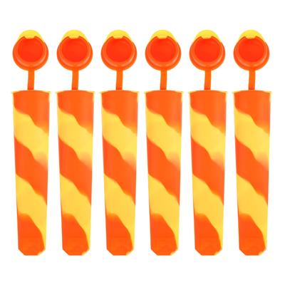 Uxcell Silicone Ice Pop Molds, Set of 6, with Lids, 7.79 Inch Tall, Suitable for DIY Ice Cream Making, Popsicle Pops, Yellow/Orange