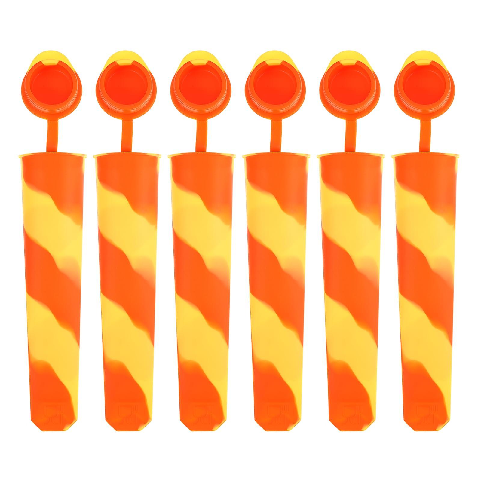 

uxcell Silicone Ice Pop Molds, Set of 6, with Lids, 7.79 Inch Tall, Suitable for DIY Ice Cream Making, Popsicle Pops, Yellow/Orange