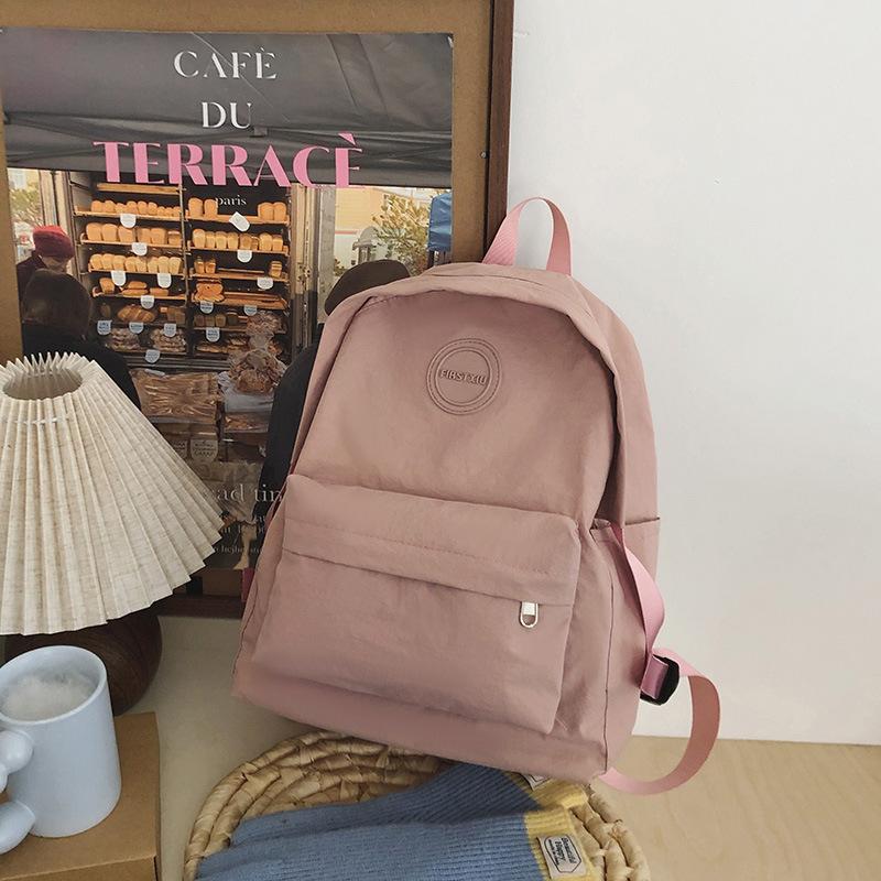 Spring New Nylon Lightweight Sports Backpack Ins Large Capacity Solid Color Student Schoolbag Casual Backpack