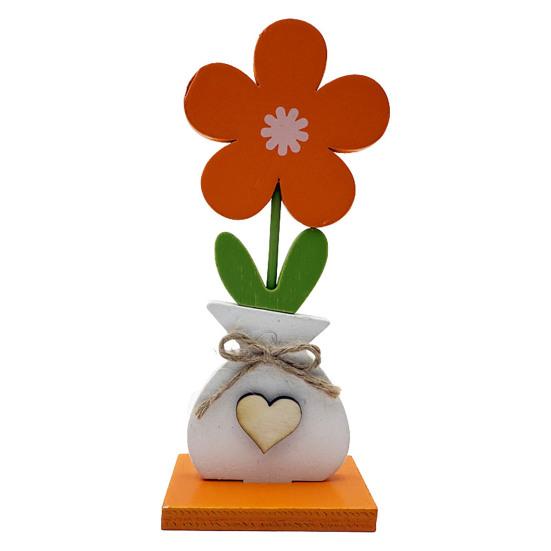 Yousheng 5Pcs/Set Wooden Flower Ornament with Base Boho Farmhouse Rustic 3D Colorful Flower Wood Table Sign Centerpiece Home Office Desktop Decoration