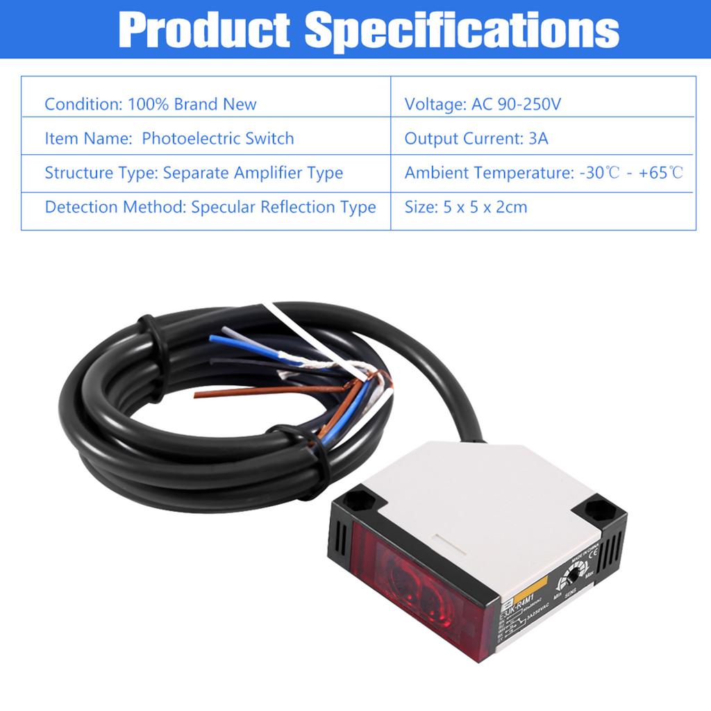 Odbicie lustrzane Fotoelektryczny AC 90-250 V 3 A E3Jk R4M1 Czujnik Przełącznik